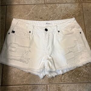 Kancan Women's White Distressed Shorts
